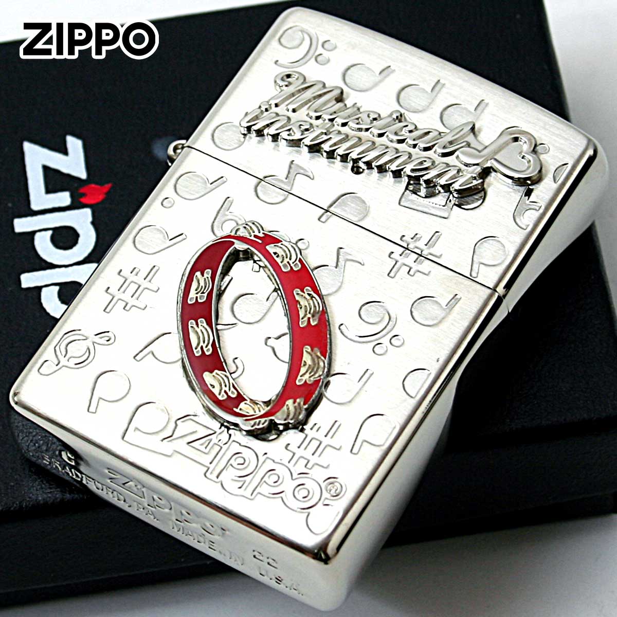 Zippo ジッポライター タンバリン 楽器 メタル Musical instrumet White Nickel SATIN WNS-タンバリン メール便専用商品 5,698円