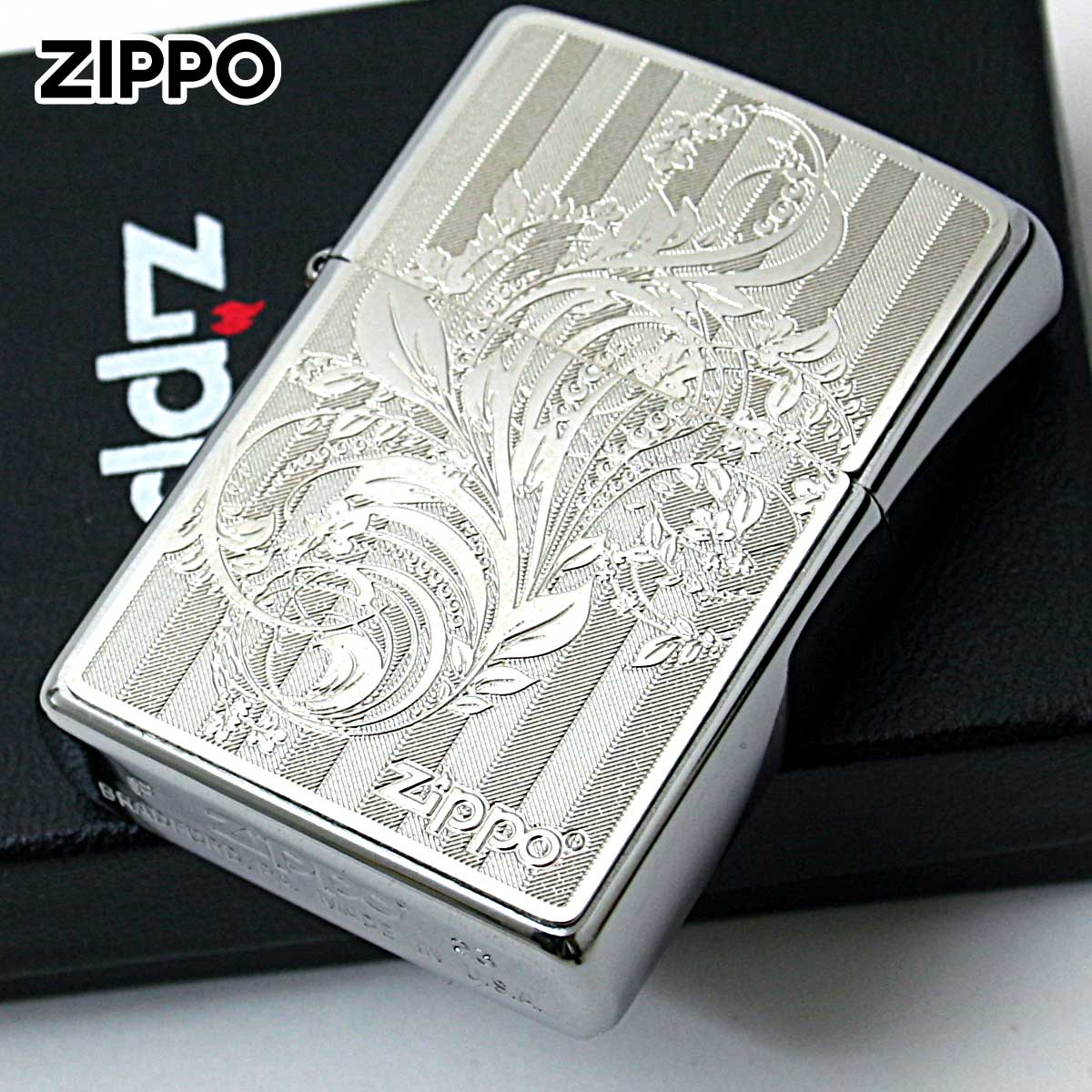 ジッポ 楽天市場】Zippo ZP 唐草 #K-8 SV イブシ 電鋳プレート貼り