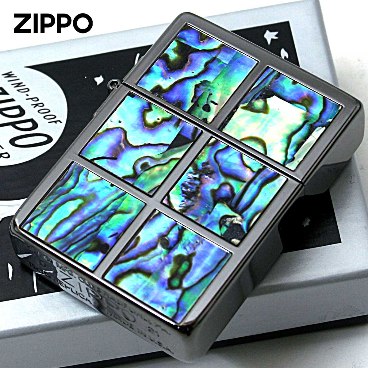Zippo ジッポライター 1935レプリカ シェル 貝 インレイ 象嵌 スクエア 両面加工 ブラックニッケル Replica Square Shell NB メール便専用商品