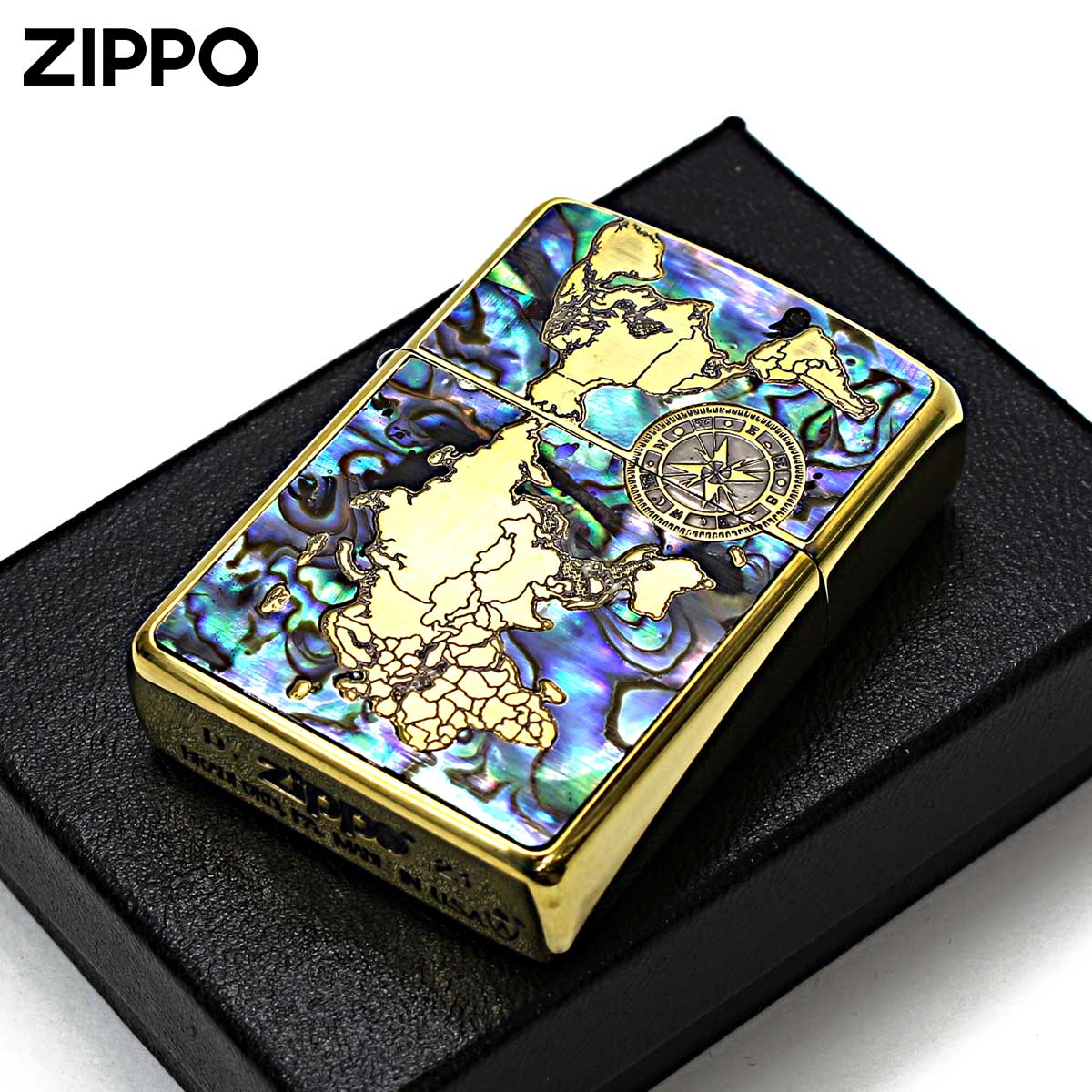 Zippo ジッポライター アーマー シェル 貝 地図 ワールドマップ ARMOR SHELL WORLD MAP ブラスいぶし BO メール便専用商品