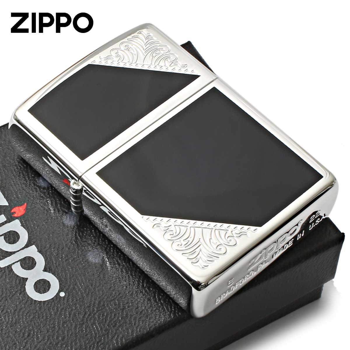 Zippo ジッポライター ベネチアンデザイン アラベスク 唐草 両面加工 ブルーマーブル Venetian Design 2SW-BK メール便専用商品｜輸入雑貨のネットストア AKIHA