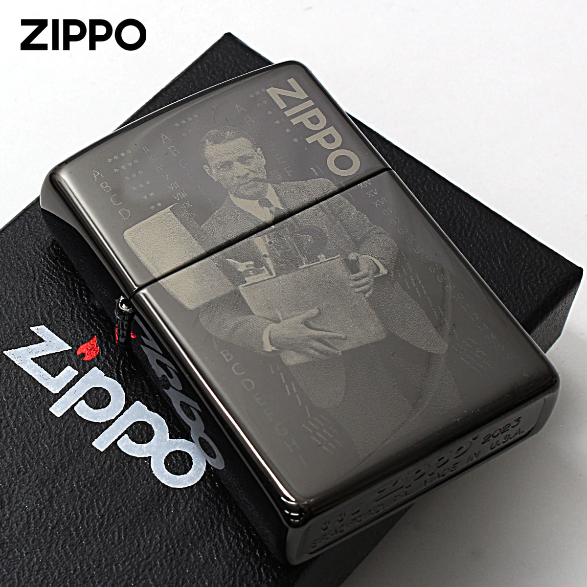 Zippo ジッポライター 2023年 限定モデル ファウンダース・デイ ブラック ポリッシュ 両面加工 FOUNDER'S DAY 48702 メール便専用商品