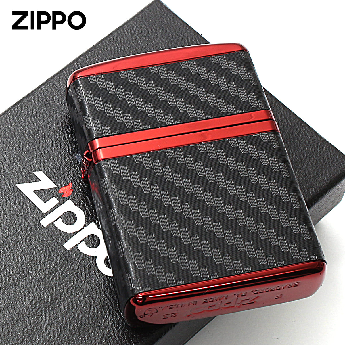 Zippo ジッポライター アーマー カーボン レッド ARMOR CARBON SERIES 162RED-CARBON メール便専用商品