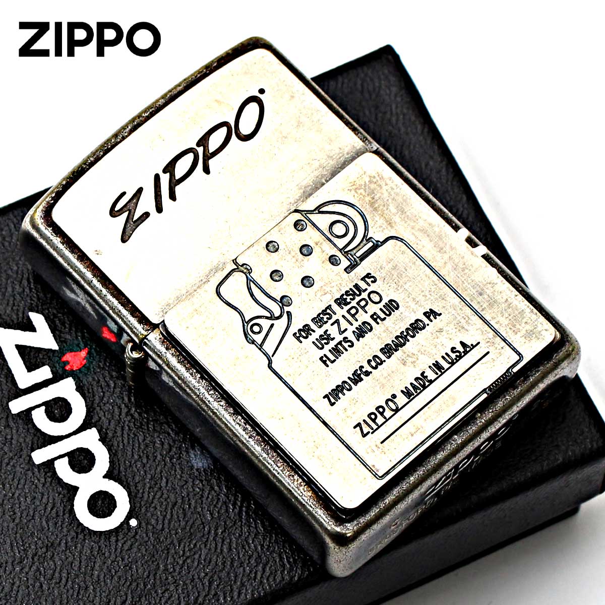 Zippo ジッポライター 炎 アイコンフレーム ギミック トリックアクション クロームバレル 2CB-TRFIRE メール便専用商品