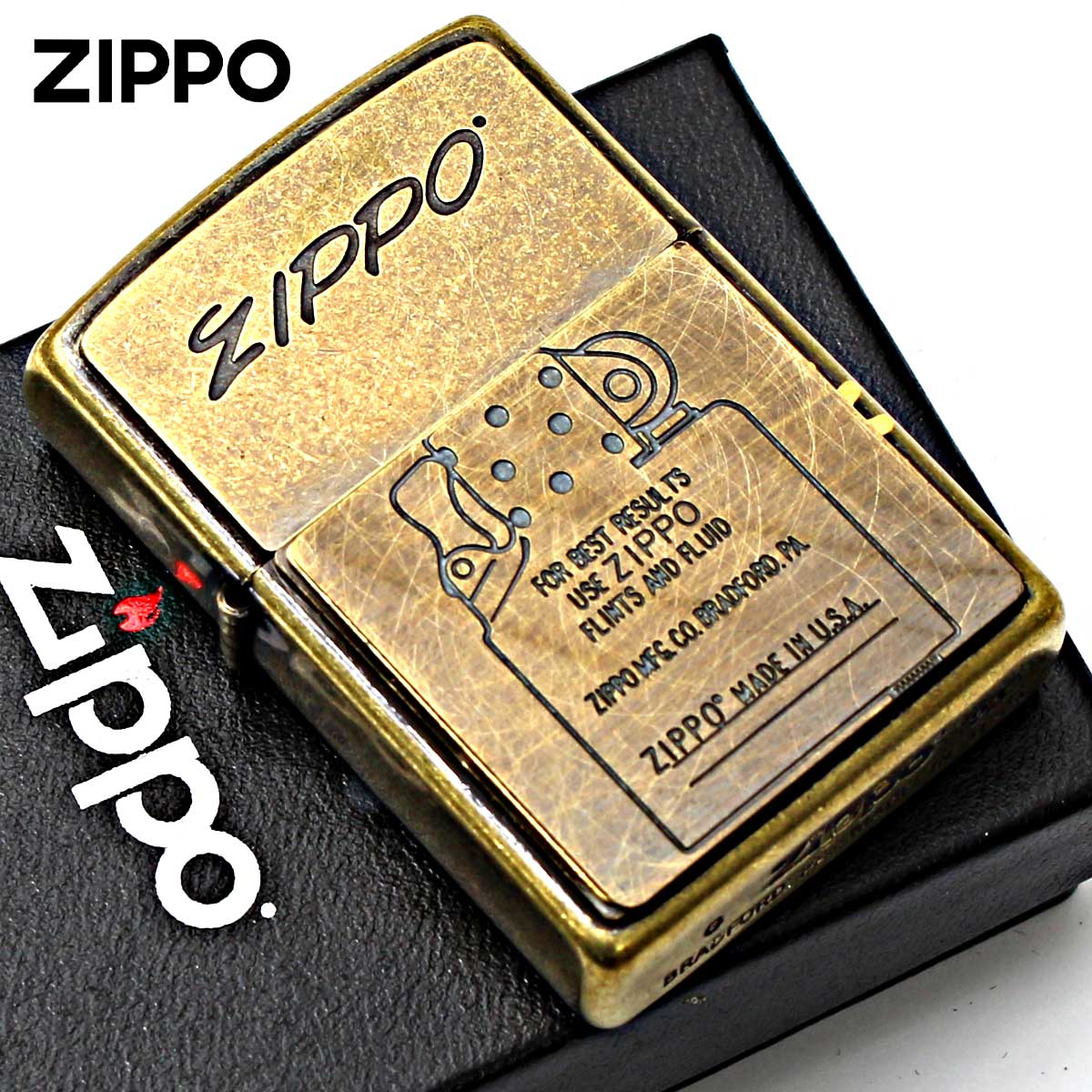 Zippo ジッポライター 炎 アイコンフレーム ギミック トリックアクション 真鍮バレル 2BB-TRFIRE メール便専用商品