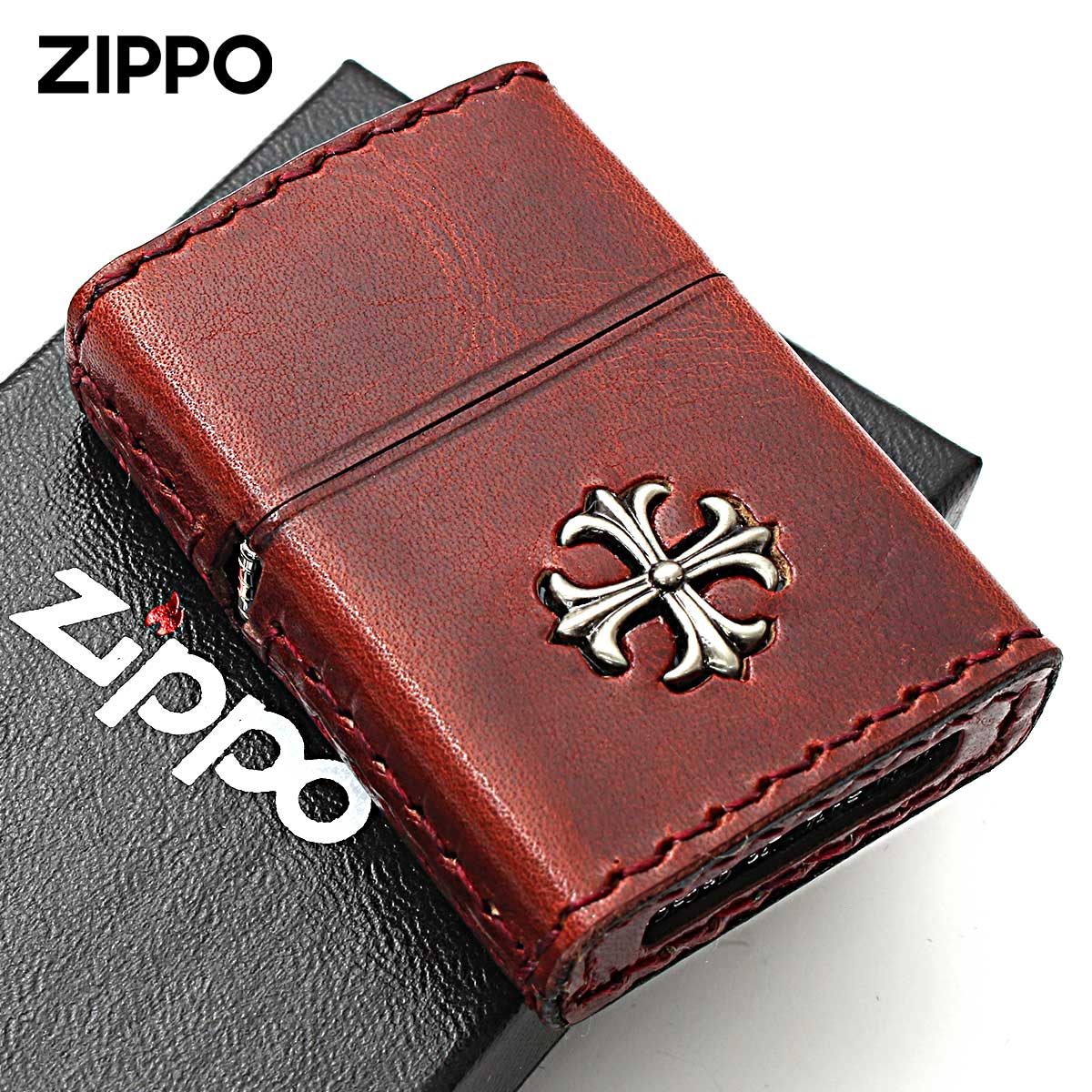 楽天市場】Zippo ジッポライター 牛革巻き クロス 十字架 Cross