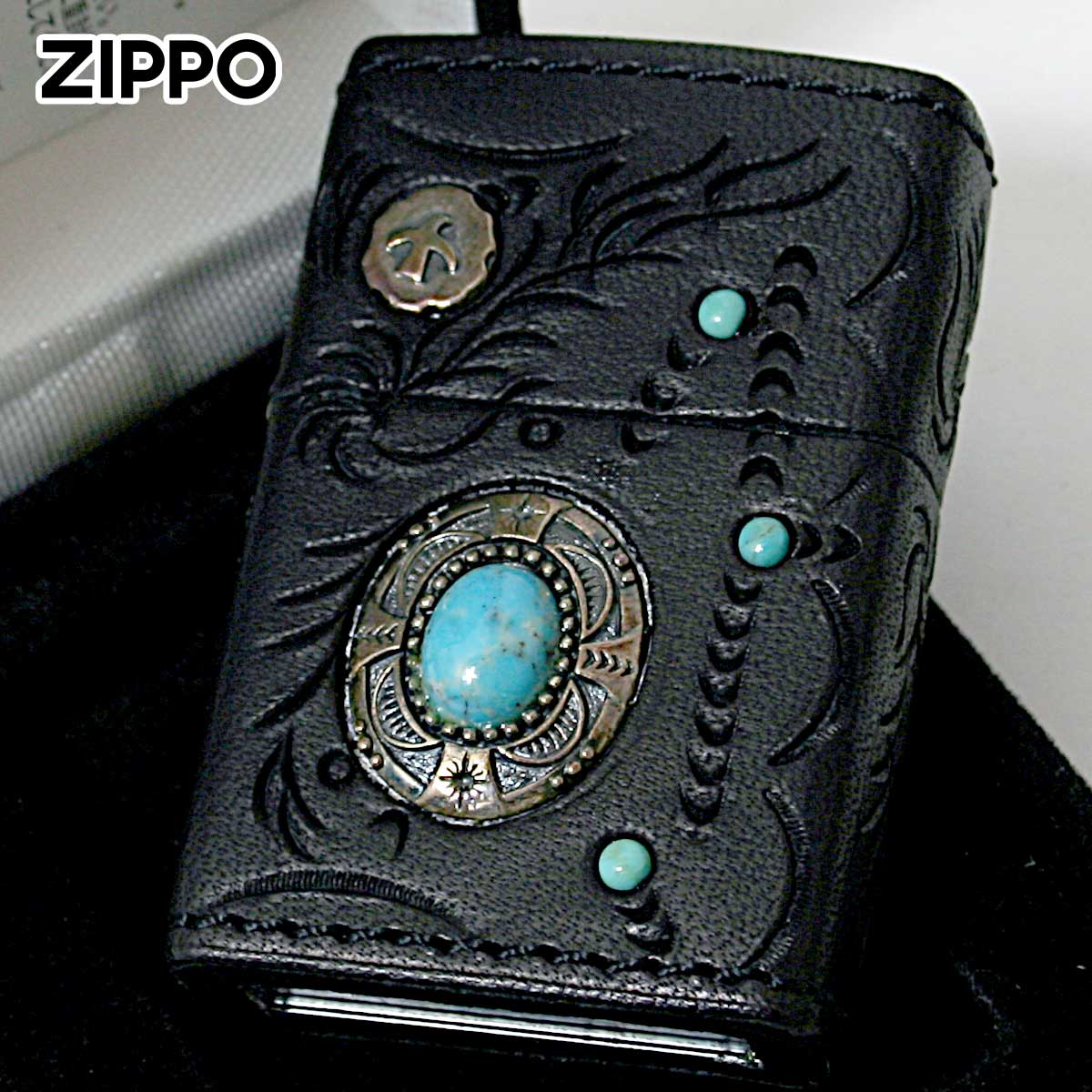 送料無料☆zippo☆インディアンスピリット☆フェザーメタル☆天然石