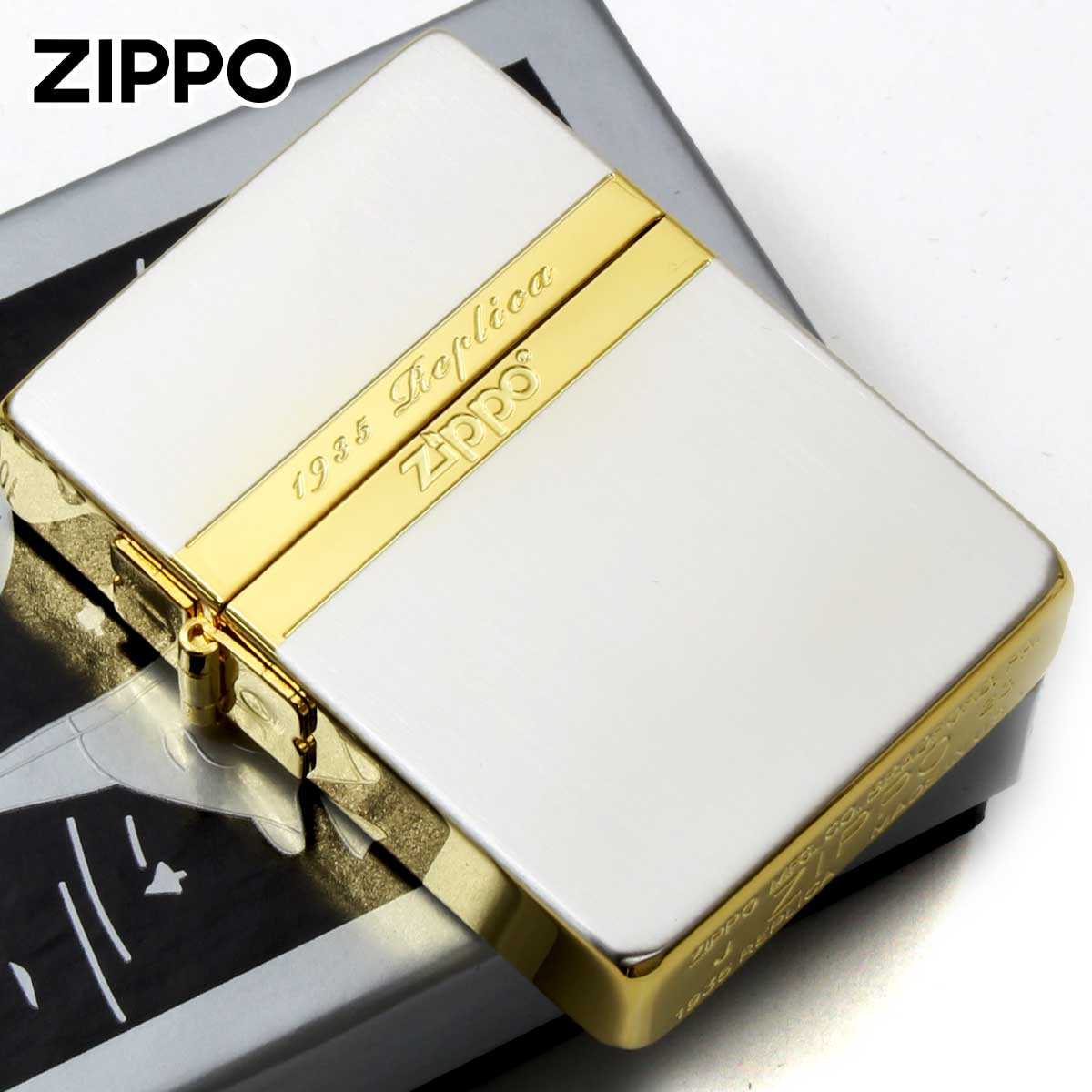 Zippo ジッポライター 1935レプリカ ミラーライン 金銀コンビメッキ サテーナ SG メール便専用商品｜輸入雑貨のネットストア AKIHA