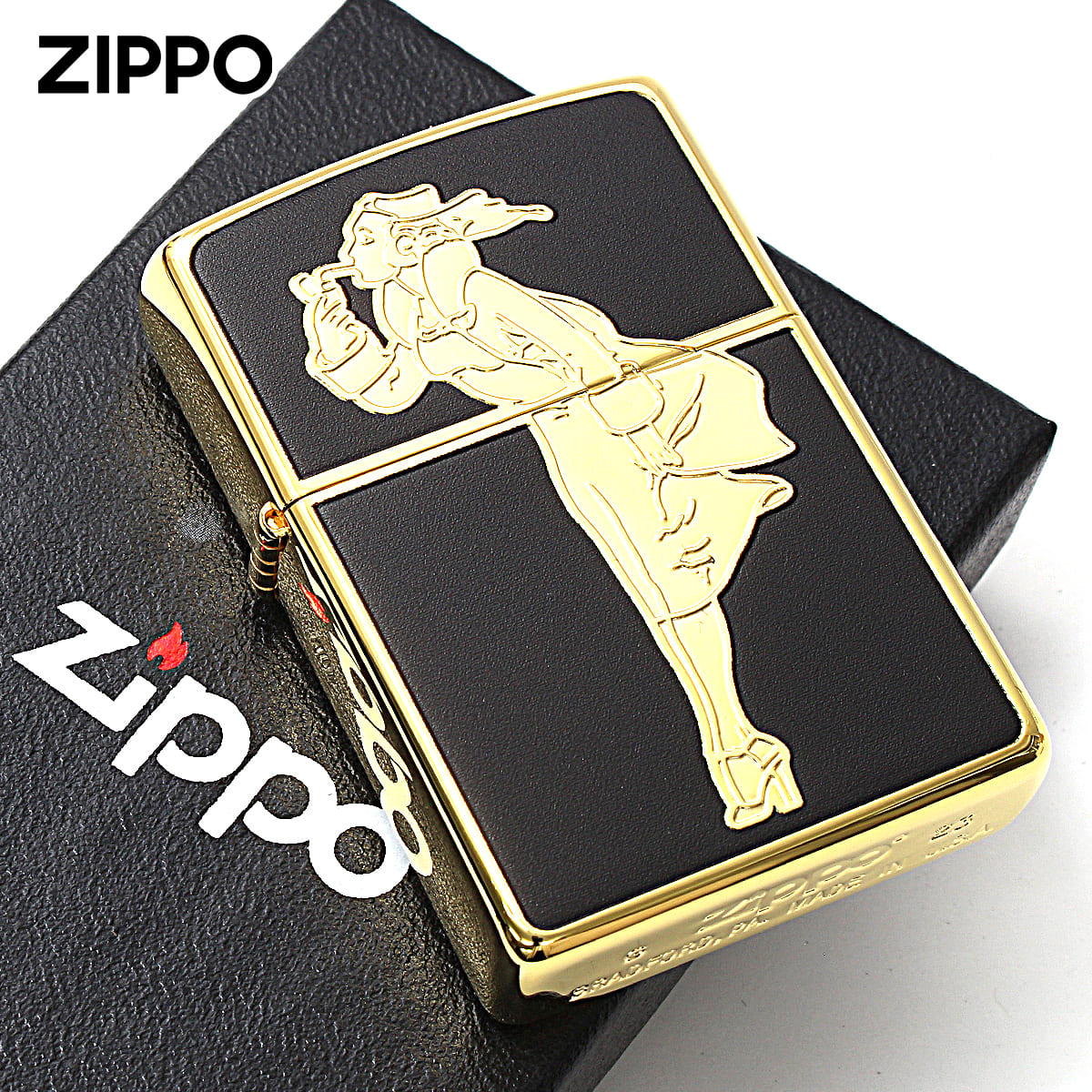 Zippo ジッポライター ウィンディー ガール ゴールド ブラック WINDY Gold Serise ゴールドタンク G-BK メール便専用商品