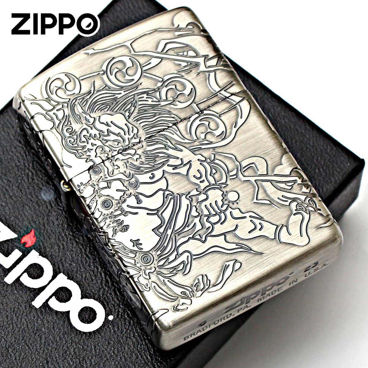 楽天市場】【完売】ZIPPO ARMOR 風神雷神（A） アンティーク