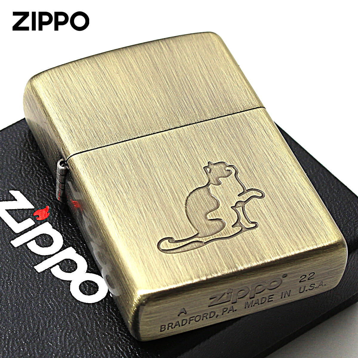 Zippo ジッポライター ネコ 猫 Cat Pau キャットポー BS ブラスいぶし 80043 メール便専用商品