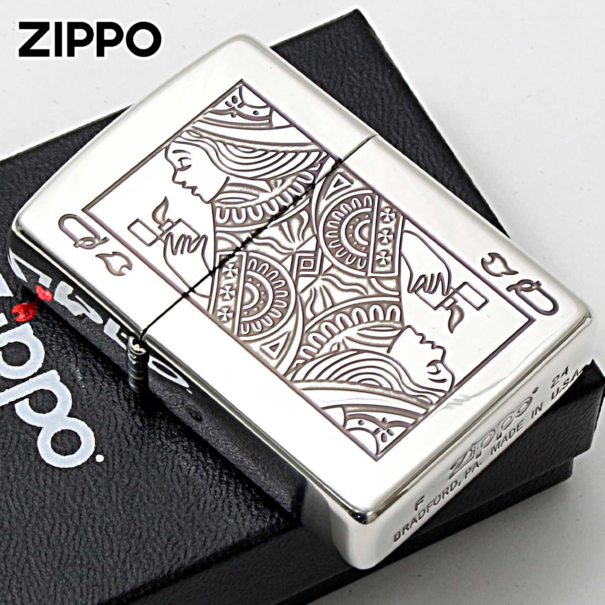楽天市場】Zippo ジッポライター トランプ柄 銀いぶし クイーン メール