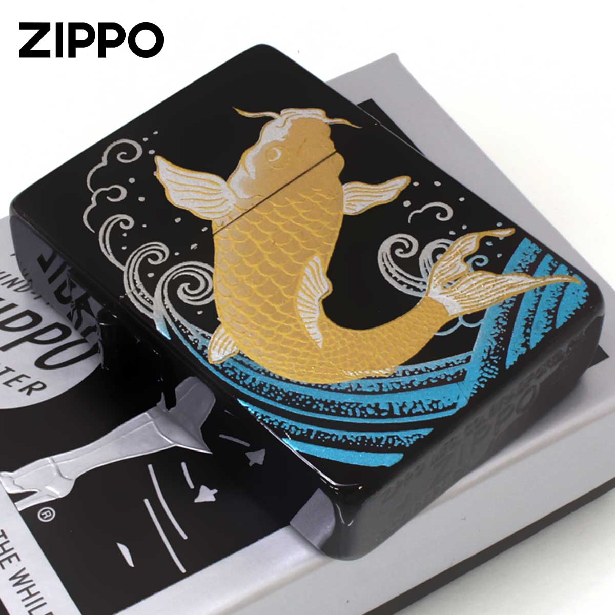Zippo ジッポライター 1935レプリカ 蒔絵 伝統工芸 ゴールドタンク 鯉 メール便専用商品