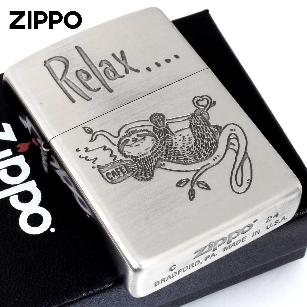 Zippo ジッポライター NAGOMI animal Pelax なまけもの メッセージ 202-RELAX メール便専用商品