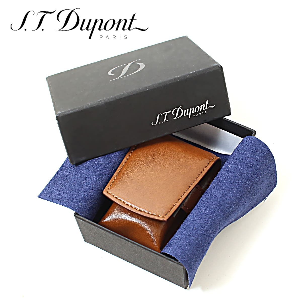 未使用 S.T.デュポン ライン2 ライターケース ギャッツビーレザー 箱付き ライン2 ライターケース ブルー | S.T. Dupont Official / エス