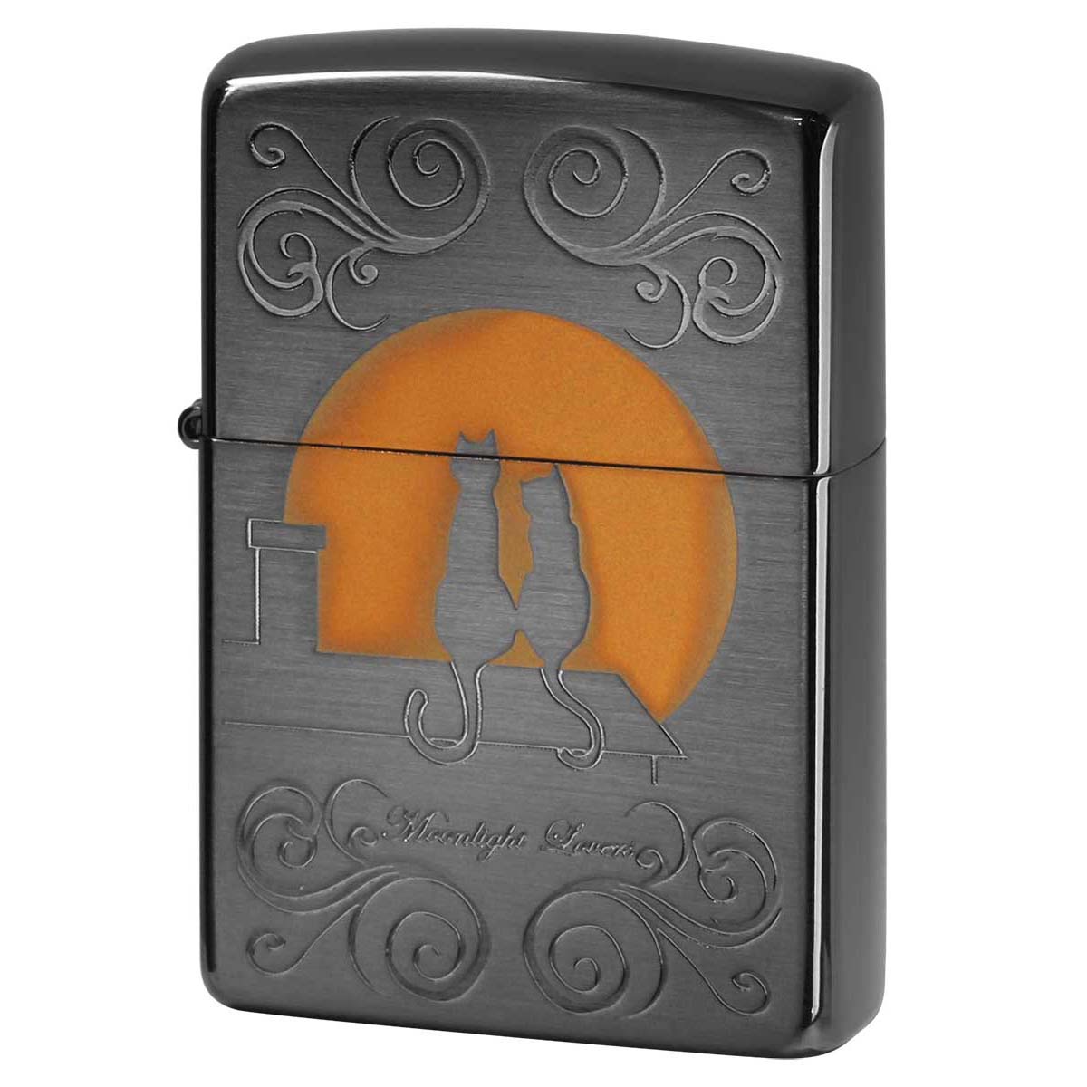 Zippo ジッポー ムーンライトラバーズ ネコ 満月 猫 シルエット Moonlight Lovers cats B 1201S617 プレゼント 贈り物 女性 かわいい オプション購入で名入れ可