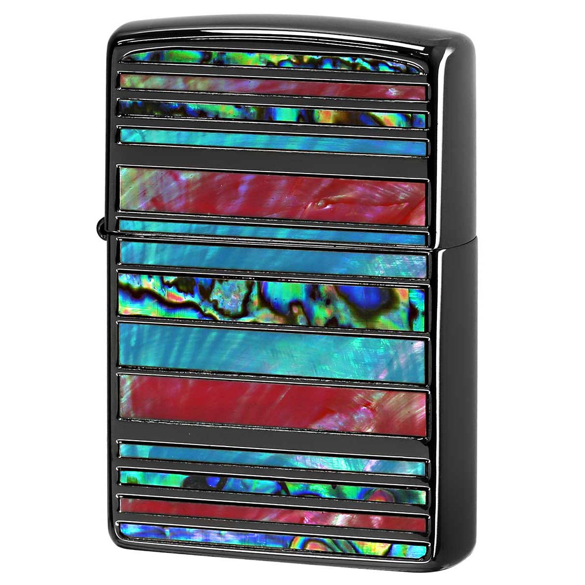 Zippo ジッポー シェル 貝 インレイ 象嵌 ボーダー ブラック SHELL BORDER BK 1201S834 プレゼント 贈り物 男性 女性 シンプル 高級 オプション購入で名入れ可