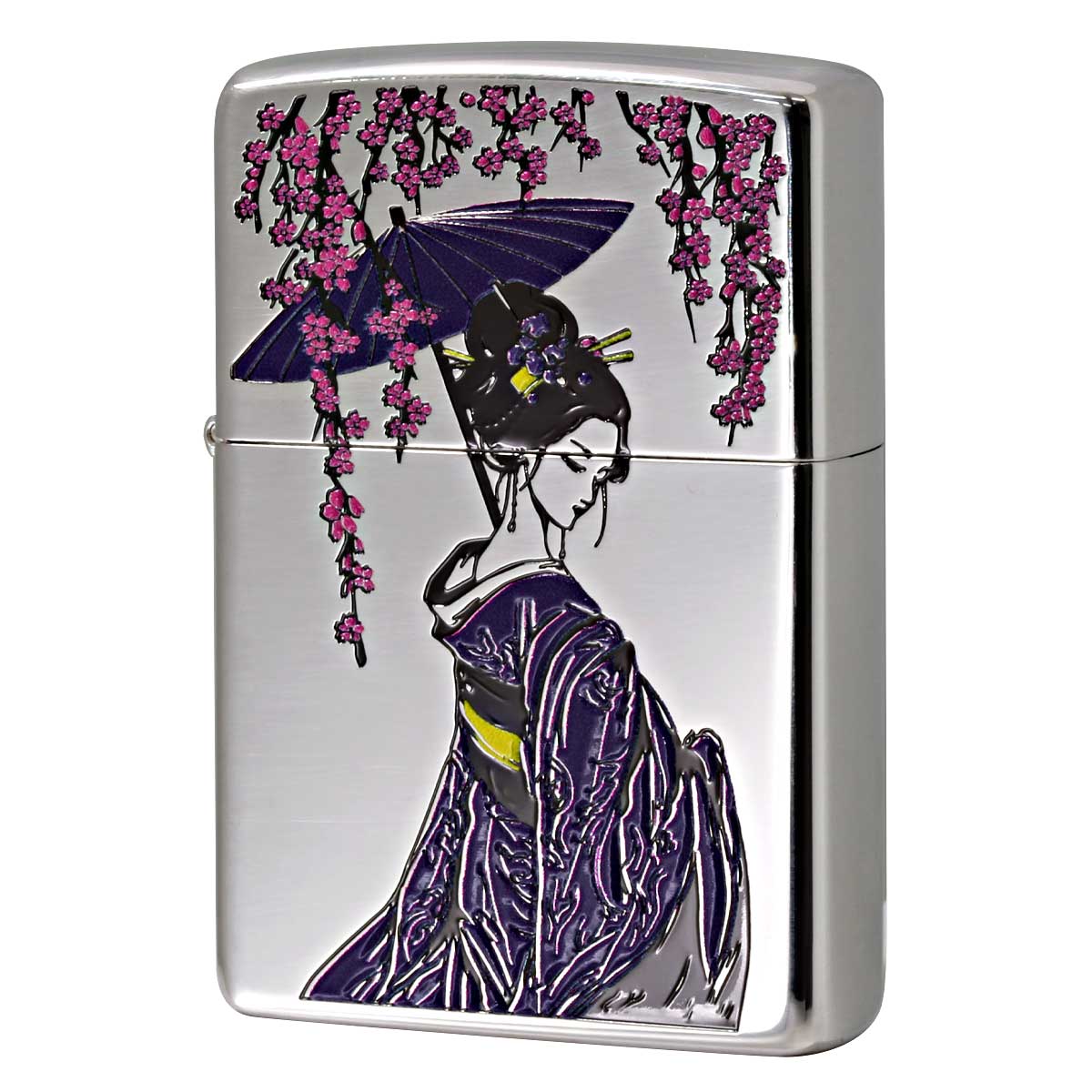 Zippo ジッポー 芸者 GEISHA 和柄 藤色 1201S898 プレゼント 贈り物 女性 かわいい オプション購入で名入れ可