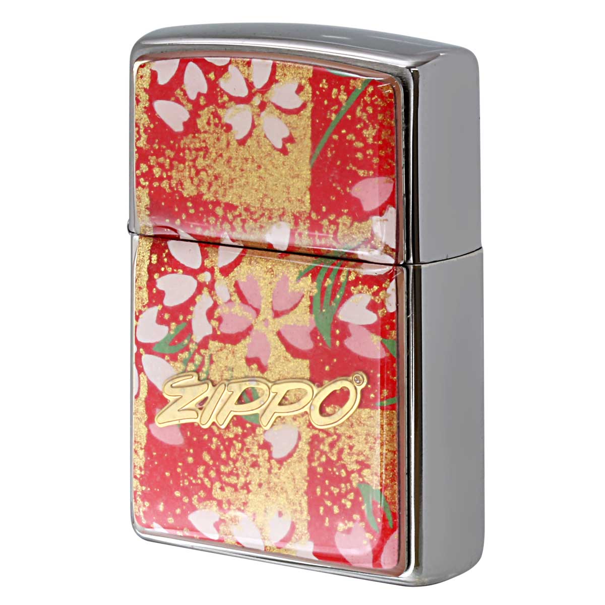 Zippo ジッポー 友禅和紙 伝統 和柄 ジッポ ロゴ 桜 赤 1201S915 プレゼント 贈り物 男性 女性 工芸 オプション購入で名入れ可 メール便可