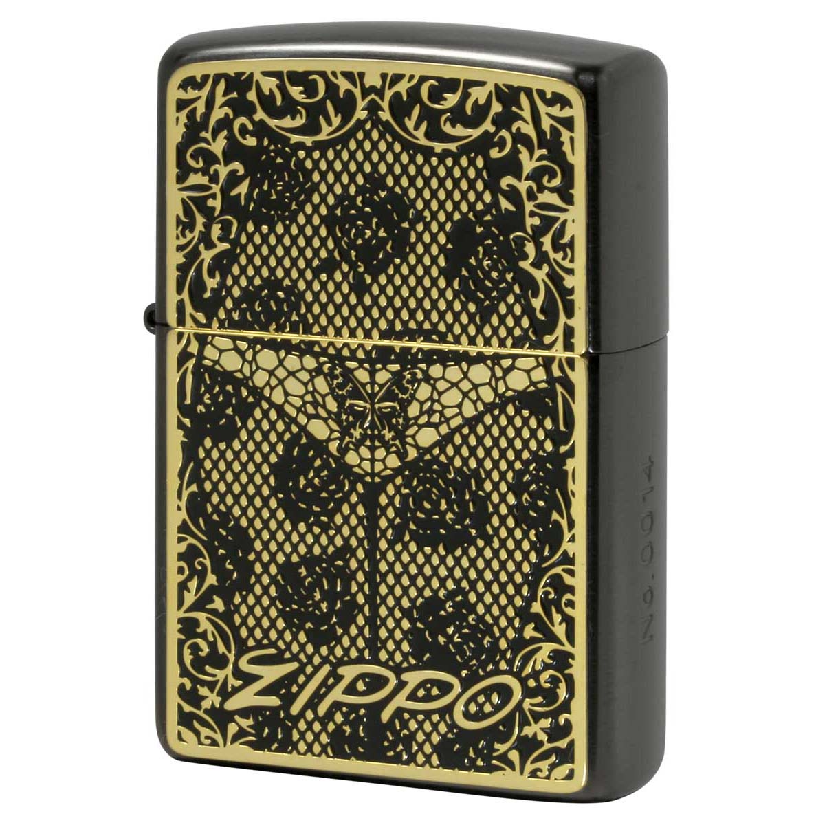 Zippo ジッポー ランジェリー セクシー 蝶々 バタフライ 両面加工 ネオブラック ゴールド W Sexy Black Metal Neo Black BM G プレゼント 贈り物 男性 かわいい オプション購入で名入れ可｜フラミンゴ 店
