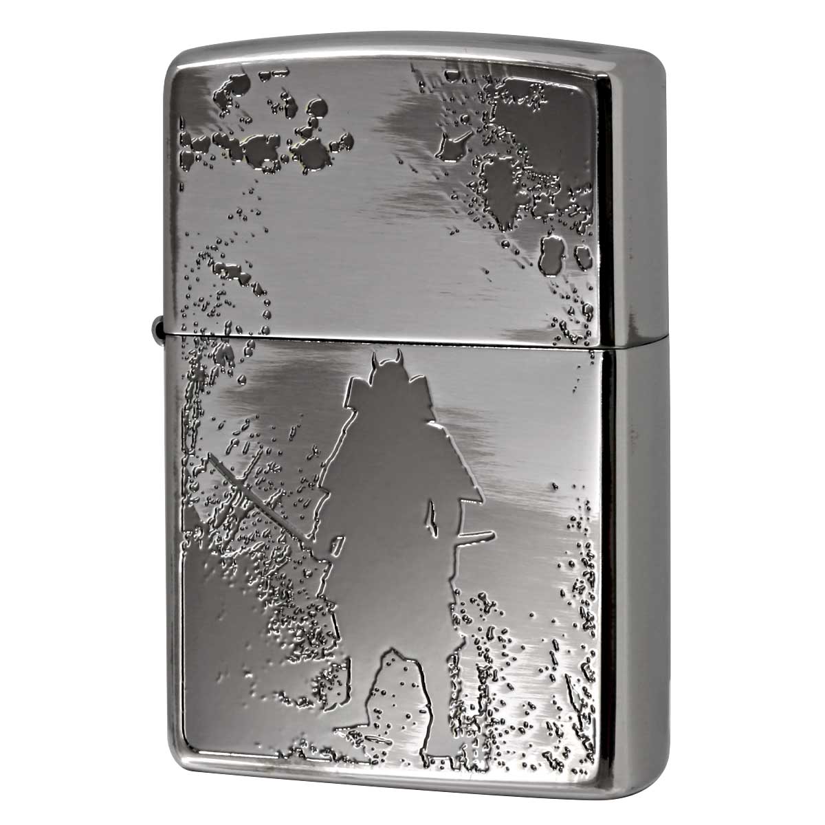 Zippo ジッポー 武者 ムシャ 和柄 鎧 兜 ニッケル いぶし NO プレゼント 贈り物 男性 かっこい オプション購入で名入れ可 メール便可
