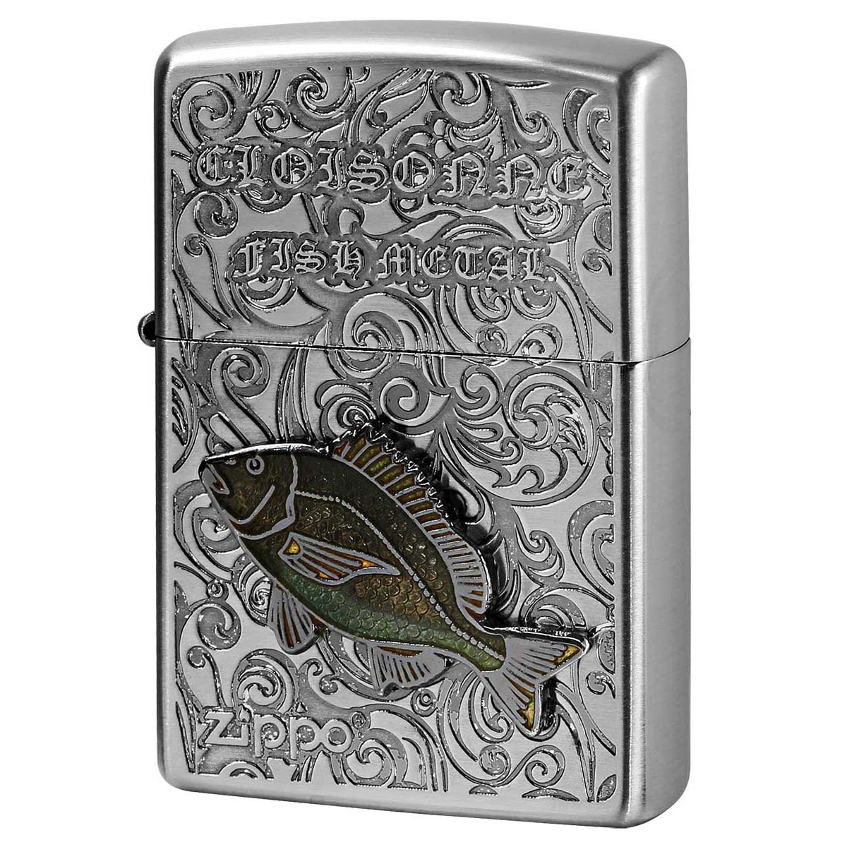 2475円 超人気新品 Zippo ジッポー Vintage Cloisonne fish metal Salt Water Fish ヴィンテージ  七宝メタル AN-クロダイ zippo ジッポ ライター オプション購入で名入れ可 メール便可