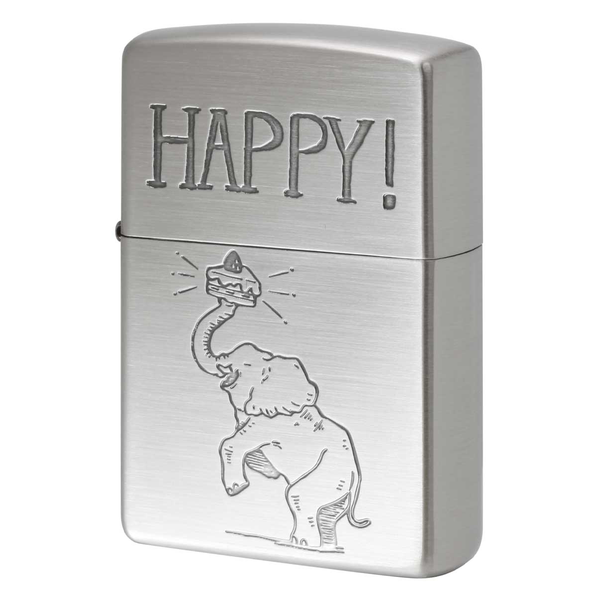 Zippo ジッポー NAGOMI animal HAPPY 象 メッセージ 202-HAPPY プレゼント 贈り物 男性 女性 かわいい オプション購入で名入れ可 メール便可