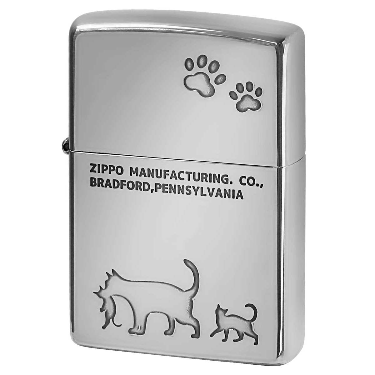 Zippo ジッポー ネコ 猫 Cat 足跡 愛くるしい ニッケルメッキ Charming Gesture 2NI-CAT2 プレゼント 贈り物 男性 女性 かわいい オプション購入で名入れ可 メール便可