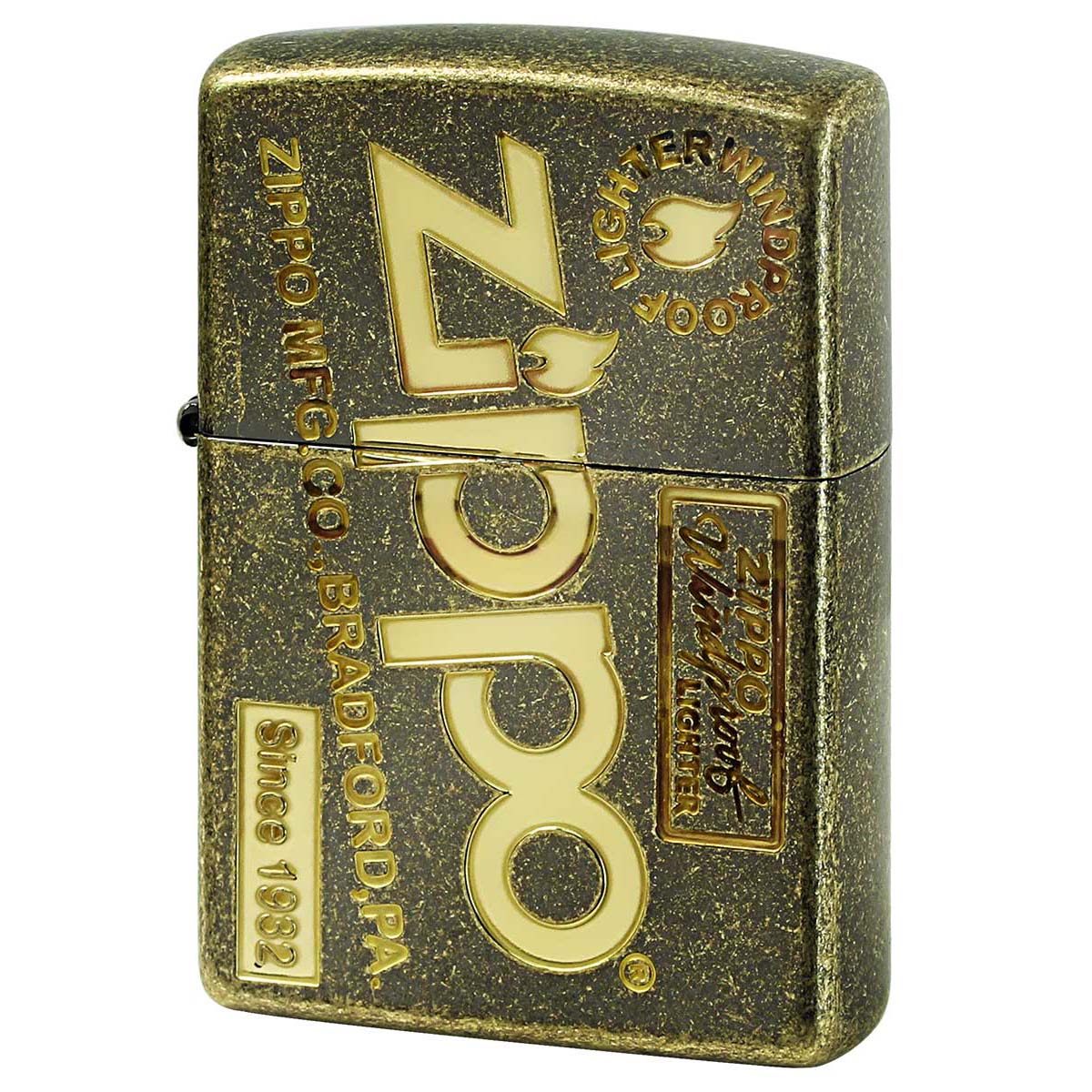 Zippo ジッポー アンティーク オールド ロゴ バレル加工 真鍮 ブラス Antique old Logo 2BB-ZLOGOFL プレゼント 贈り物 男性 女性 アンテーク風 オプション購入で名入れ可 メール便可 6,776円