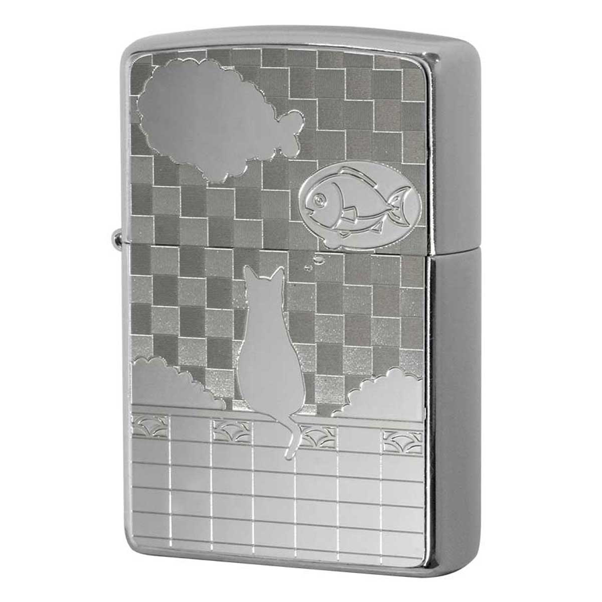 Zippo ジッポー ネコ 猫 Cat 雲 ＃200 メタルプレート ニッケルメッキ 2MP-雲 プレゼント 贈り物 女性 かわいい オプション購入で名入れ可 メール便可
