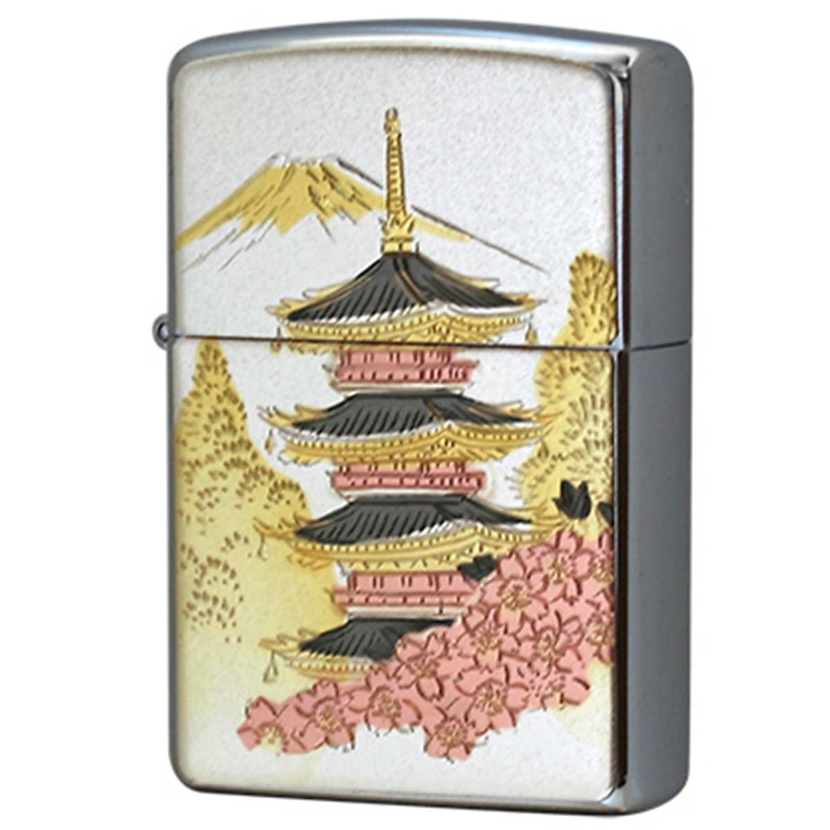 Zippo ジッポー 電鋳板 プレート貼り 和柄 伝統工芸 五重塔 プレゼント 贈り物 男性 女性 かっこいい オプション購入で名入れ可 メール便可