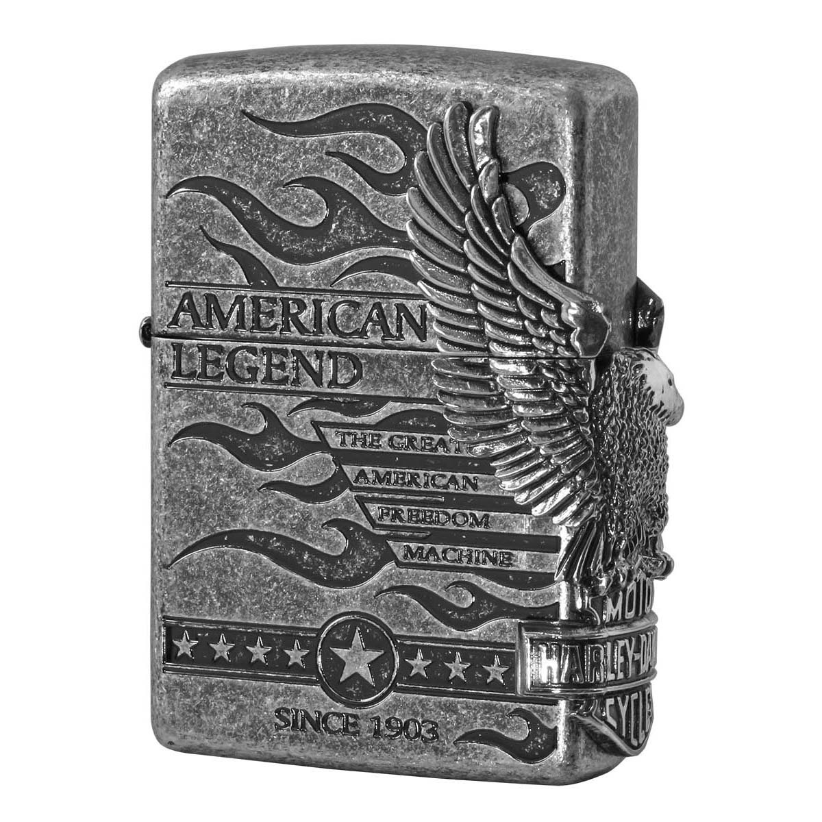 Zippo ジッポー ハーレーダビッドソン 日本限定モデル バイク 二輪 モーターサイクル Harley Davidson シルバーいぶしバレル サイドメタル オフィシャルライセンス品 HDP-74 プレゼント 贈り物 男性 かっこいい ブランド 公式 オプション購入で名入れ可