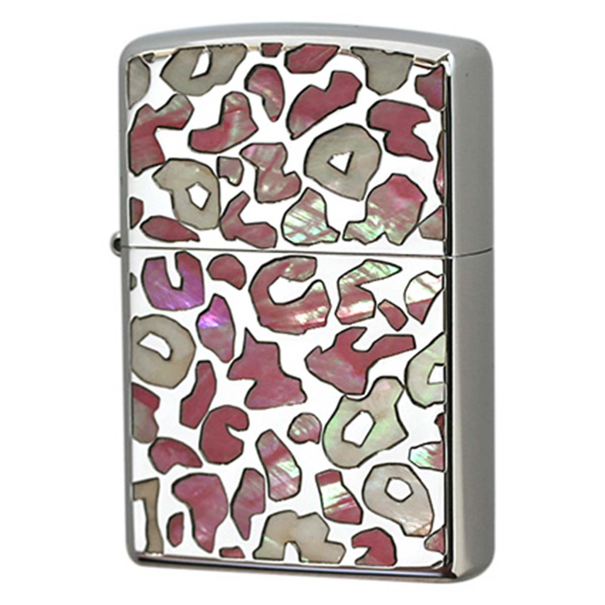Zippo ジッポー レオパード シェル 貝 インレイ 象嵌 SAFARI ピンク SFR-LB プレゼント 贈り物 女性 かわいい オプション購入で名入れ可 メール便可