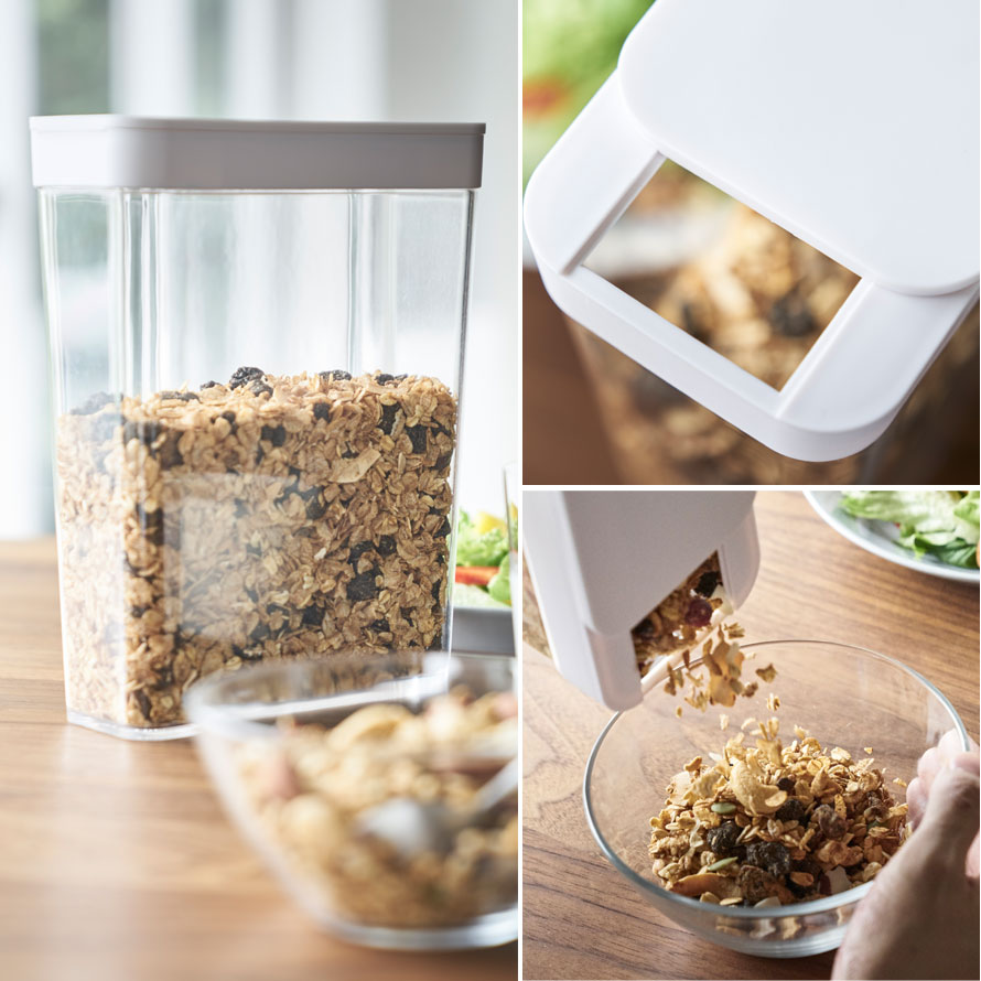 楽天市場 保存容器 プラスチック ストッカー シリアル グラノーラ コーンフレーク 雑穀 ナッツ ペットフード タワー Tower シンプル おしゃれ ホワイト ブラック 白 黒 Yamazaki ドライフードストッカー 冷蔵庫 お米 収納 保存 山崎実業 Yamazaki オトコの雑貨屋