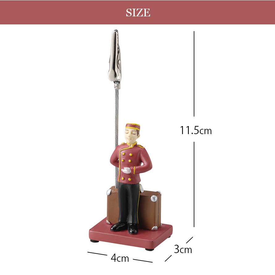 楽天市場 メモスタンド クリップ メモホルダー メモ立て カードスタンド グッズ モチーフ デザイン かわいい 雑貨 オブジェ 置物 飾る ディスプレイ 大人 ユニーク おもしろ キャラクター ポーター ホテルマン 人形 フィギュア ステーショナリー デスク 卓上 机 オフィス