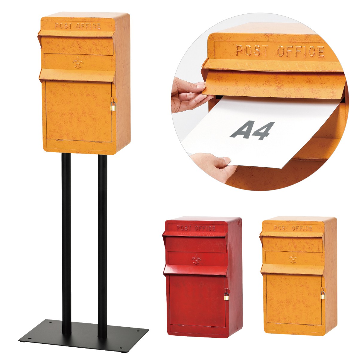 楽天市場】ポスト 置き型 スタンド スタンドポスト 南京錠 鍵 鍵