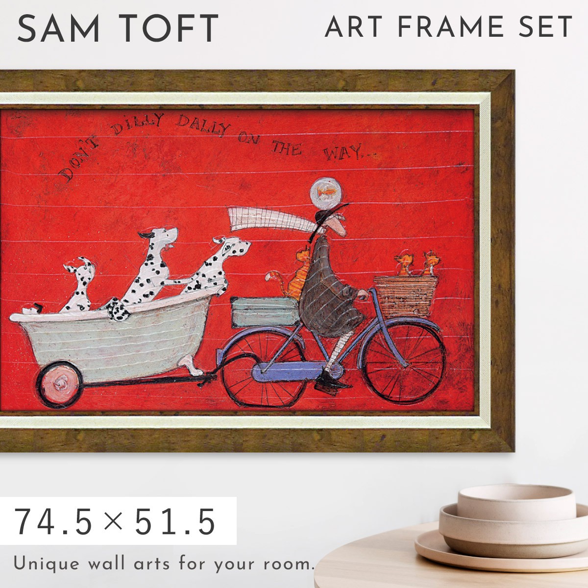 サムトフト 絵画 絵 74.5&times;51.5cm 【ドンド ディリダリー】 アートパネル 横長 アートフレーム 壁掛け おしゃれ 犬 絵画 絵 アートボード インテリア 絵 ポスター インテリア モダン アンティーク 玄関 飾る イギリス作家 ST-16021 ギフト プレゼント 新築祝｜マチュアのくらし雑貨店 13,860円