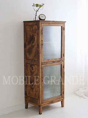 国産オリジナルオーダー家具 Rustic Once 2ドアグラスキャビネットパイン材オーダー家具シリーズ 0220-cb-P205