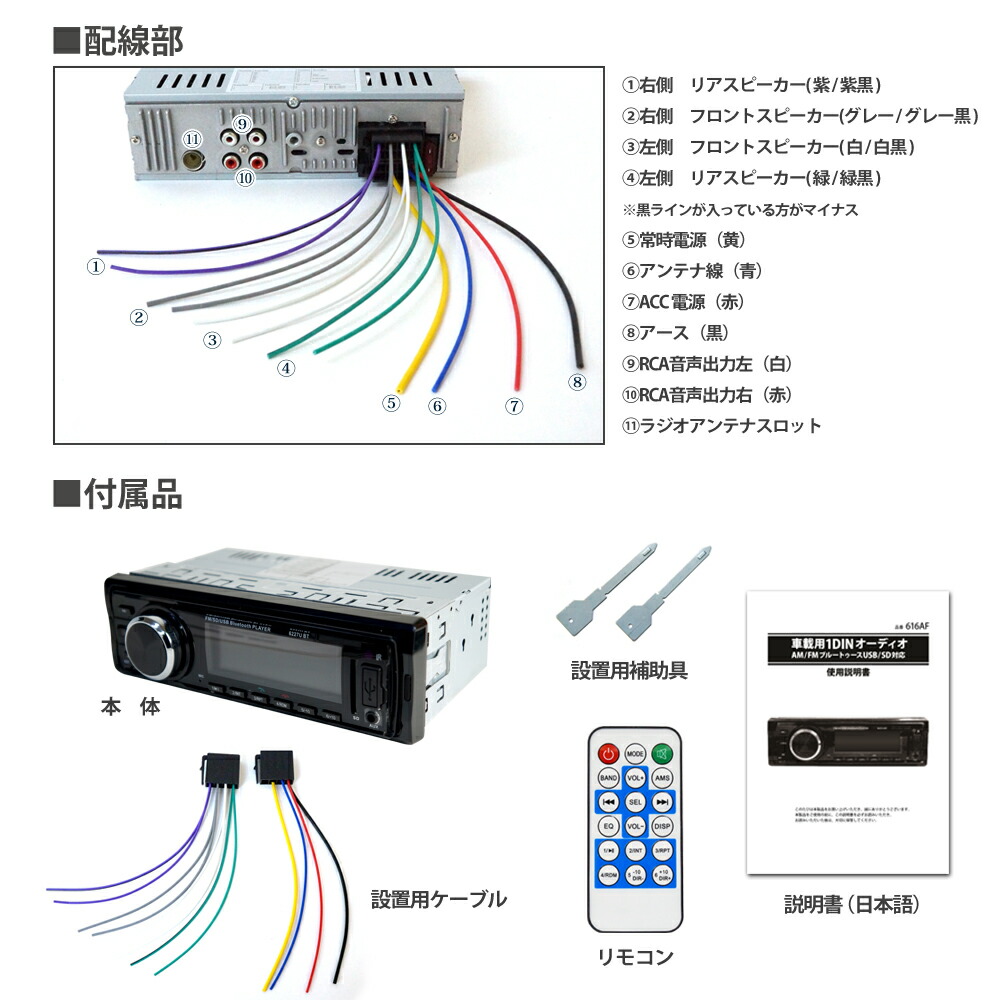 楽天市場 1din カーオーディオ Iphone Bluetooth Android オーディオ Usb Sd 12v あす楽 送料無料 616af ライティングワールド