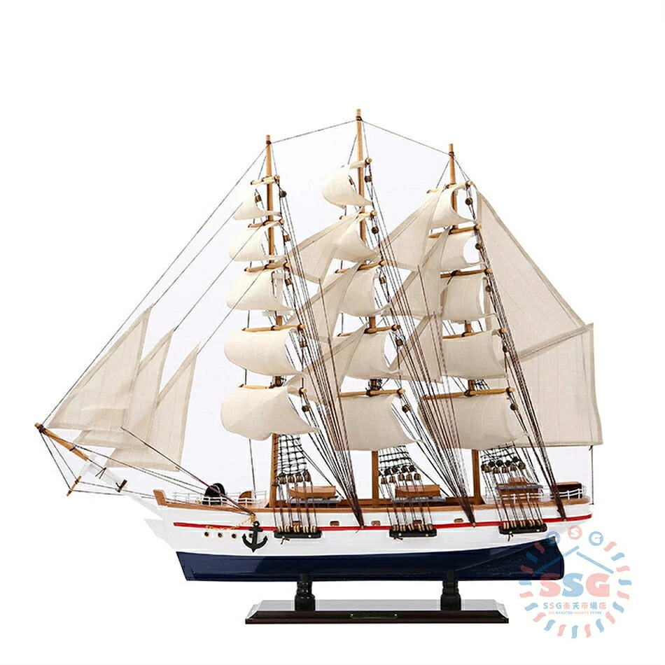 帆船模型 完成品 木製帆船模型 置物 木製工芸品 装飾贈答品 家装オフィス置物 工芸船 手工芸品 松木製 地中海風 長さ50/60/68CM｜lightストア
