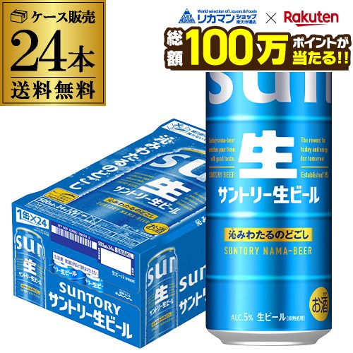 総額100万ポイントが当たる！】サントリー 生 ビール 500ml×24本 送料