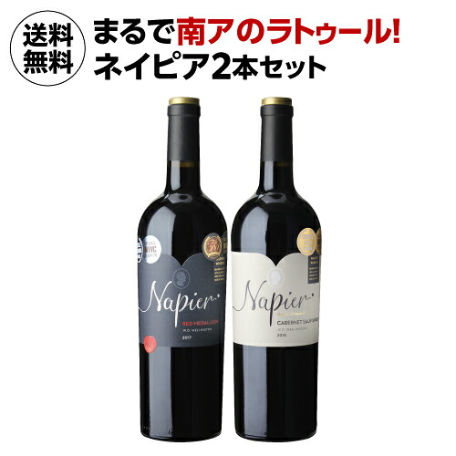 1本あたり4,000 円(税込) 送料無料 ネイピア 2本セット 750ml 2本入 南アフリカ ウェリントン カベルネ ソーヴィニヨン カベルネフラン メルロー 赤ワイン 辛口 ワインセット 浜運