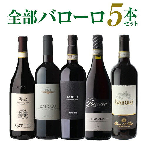 送料無料 全部バローロ5本セット第19弾 ワインセット 赤ワイン フルボディ イタリア ピエモンテ 浜運 送料無料 手土産 お祝い ギフト バレンタイン ホワイトデー