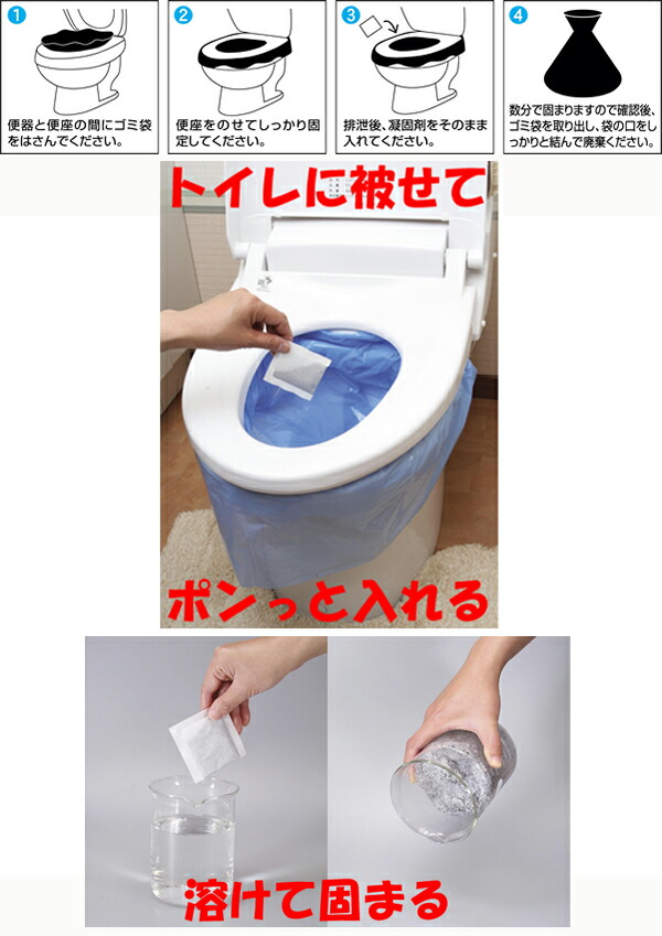 【楽天市場】水を使わない非常用防災トイレ セルレット(S50F)凝固剤・汚物袋セット50回分:アウトレットショップライク 【楽天市場】水を使わない非常用防災トイレ セルレット(S50F)凝固剤・汚物袋セット50回分:アウトレットショップライク
