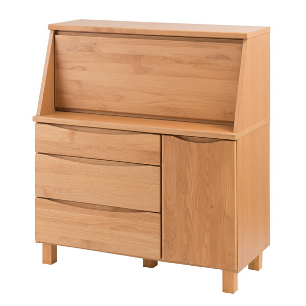 木目の美しい北欧風天然木アルダー材のライティングビューロー 幅100cm パソコンデスク 木製 学習机 勉強机 プリンター収納 パソコンラック パソコン台 北欧 モダン リビング 引き出し おしゃれ ナチュラル Calphil Com