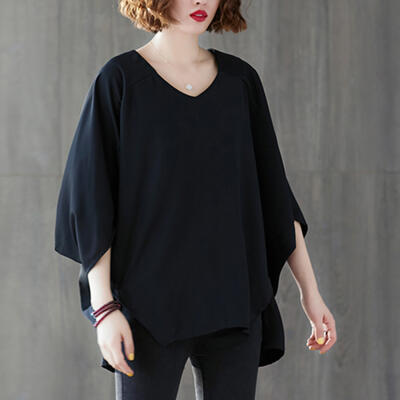 トップス レディース Tシャツ ブラウス カジュアル カットソー おしゃれ 可愛い きれいめ 七分袖 半袖 Vネック シンプル ドルマンスリーブ 薄手 ブラウス レディース トップス Vネック 花柄シャツ 7分袖 長袖