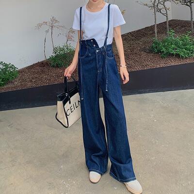 楽天市場 セットアップ 2点セット サロペットパンツ パンツ デニム オーバーオール ロング丈 Tシャツ 半袖 カジュアル おしゃれ 夏 レディース オールインワン 可愛い アシンメトリー かっこいい 春 春夏 秋 ゆったり フェミニン ブルー ホワイト 白 代 30代 40代 50代