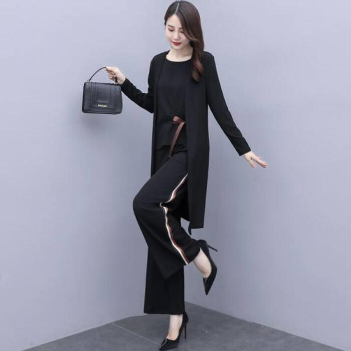セットアップ 3点セット カーディガン トップス パンツ ワイドレッグ 半袖 ライン リボン ロングパンツ 長袖 エレガント カジュアル フェミニン  ベージュ グリーン 緑 ブラック 黒 春 夏 秋 冬 20代 30代 40代 50代 最大80％オフ！