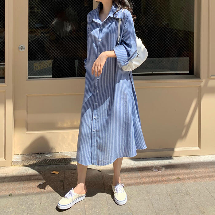 アドーア　ストライプ柄 ベルト付きロングワンピース アートペイント柄ロングワンピース(ワンピース) | al'aise modulation