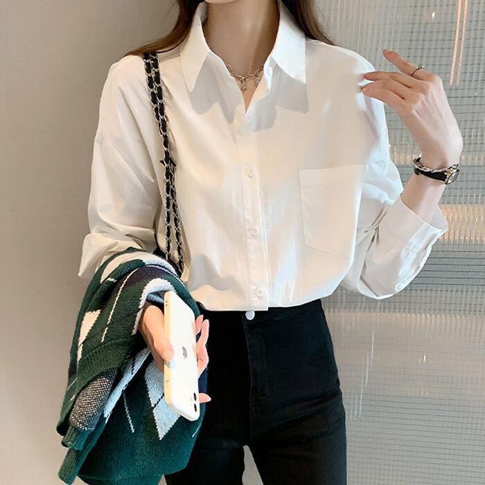 トップス シャツ ブラウス レディース きれいめ カジュアル 大人可愛い 春 秋 冬 長袖 羽織り オーバーサイズ 無地 ベーシック ホワイト 白 20代 30代 40代 50代 M L XL 2XL